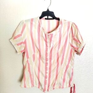 Le jean de marithe francois girbaud striped cinch blouse sz Xl